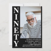 Moderne negentigste foto 90ste verjaardagsfeestje kaart (Voorkant)