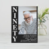 Moderne negentigste foto 90ste verjaardagsfeestje kaart (Staand voorkant)