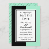 Moderne NEO MINT BLACK, speciaal gepersonaliseerd, Save The Date (Voorkant / Achterkant)