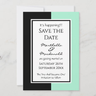 Moderne NEO MINT BLACK, speciaal gepersonaliseerd, Save The Date
