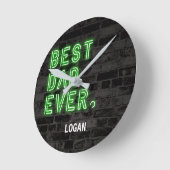 Moderne Neon Beste Papa Ooit Gepersonaliseerd Ronde Klok (Hoek)
