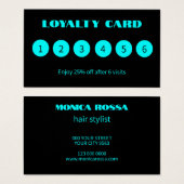 Moderne Neon Blue Black Loyalty Kaarten Visitekaartje (Voorkant /achterkant)