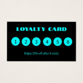 Moderne Neon Blue Black Loyalty Kaarten Visitekaartje (Voorkant)