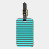 Moderne Neon Blue en Black 3D Metal Effect Stripes Bagagelabel (Voorkant verticaal)