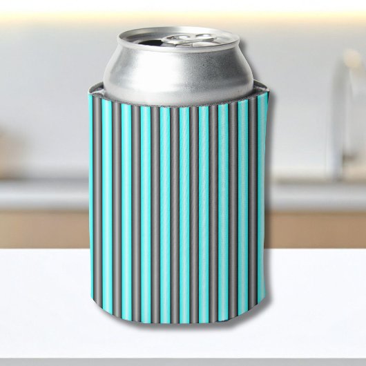 Moderne Neon Blue en Black 3D Metal Effect Stripes Blikjeskoeler