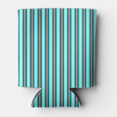 Moderne Neon Blue en Black 3D Metal Effect Stripes Blikjeskoeler (Voorkant)