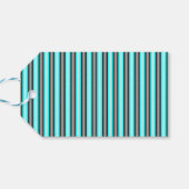 Moderne Neon Blue en Black 3D Metal Effect Stripes Cadeaulabel (Achterkant Horizontaal)