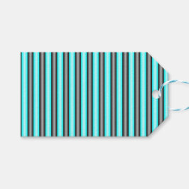 Moderne Neon Blue en Black 3D Metal Effect Stripes Cadeaulabel
