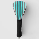 Moderne Neon Blue en Black 3D Metal Effect Stripes Golfheadcover (Voorkant)
