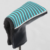 Moderne Neon Blue en Black 3D Metal Effect Stripes Golfheadcover (3/4 voorkant)