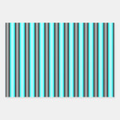 Moderne Neon Blue en Black 3D Metal Effect Stripes Inpakpapier Vel (Voorkant 2)