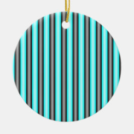 Moderne Neon Blue en Black 3D Metal Effect Stripes Keramisch Ornament