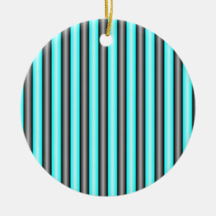 Moderne Neon Blue en Black 3D Metal Effect Stripes Keramisch Ornament