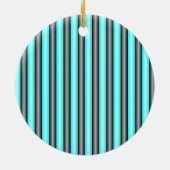 Moderne Neon Blue en Black 3D Metal Effect Stripes Keramisch Ornament (Achterkant)