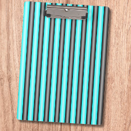 Moderne Neon Blue en Black 3D Metal Effect Stripes Klembord