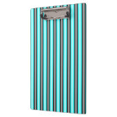Moderne Neon Blue en Black 3D Metal Effect Stripes Klembord (Links)