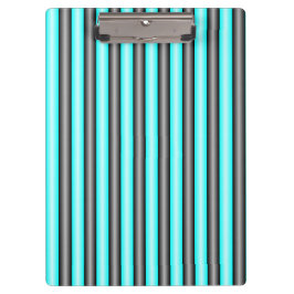 Moderne Neon Blue en Black 3D Metal Effect Stripes Klembord