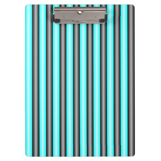Moderne Neon Blue en Black 3D Metal Effect Stripes Klembord (Voorkant)