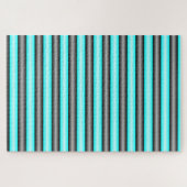 Moderne Neon Blue en Black 3D Metal Effect Stripes Legpuzzel (Horizontaal)