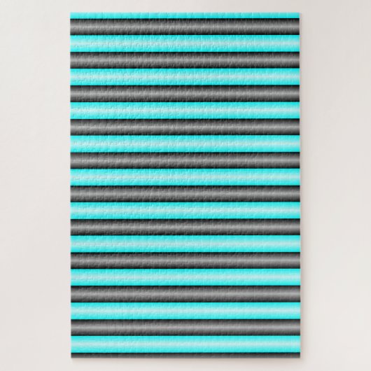 Moderne Neon Blue en Black 3D Metal Effect Stripes Legpuzzel (Verticaal)