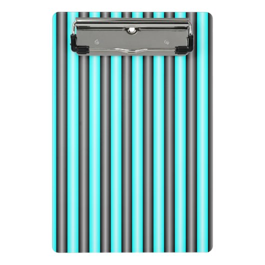 Moderne Neon Blue en Black 3D Metal Effect Stripes Mini Klembord (Voorkant)