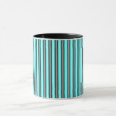 Moderne Neon Blue en Black 3D Metal Effect Stripes Mok (Midden)