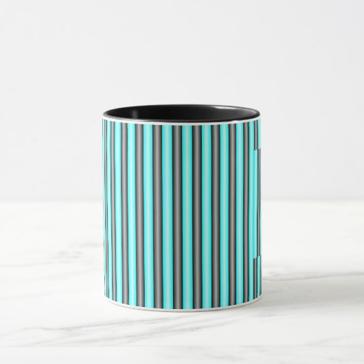 Moderne Neon Blue en Black 3D Metal Effect Stripes Mok (Midden)
