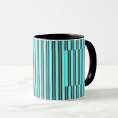 Moderne Neon Blue en Black 3D Metal Effect Stripes Mok (Voorkant rechts)