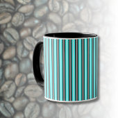 Moderne Neon Blue en Black 3D Metal Effect Stripes Mok