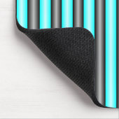 Moderne Neon Blue en Black 3D Metal Effect Stripes Muismat (Hoek)