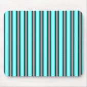 Moderne Neon Blue en Black 3D Metal Effect Stripes Muismat (Voorkant)