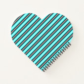 Moderne Neon Blue en Black 3D Metal Effect Stripes Notitieboek (Achterkant)