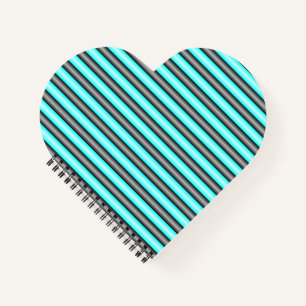 Moderne Neon Blue en Black 3D Metal Effect Stripes Notitieboek