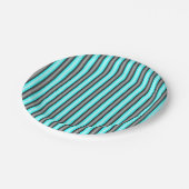 Moderne Neon Blue en Black 3D Metal Effect Stripes Papieren Bordje (Gekanteld)