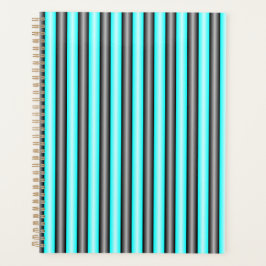 Moderne Neon Blue en Black 3D Metal Effect Stripes Planner