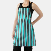 Moderne Neon Blue en Black 3D Metal Effect Stripes Schort (Insitu)
