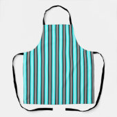 Moderne Neon Blue en Black 3D Metal Effect Stripes Schort (Voorkant)