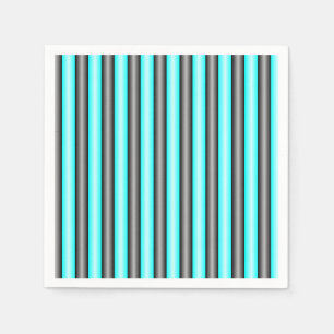 Moderne Neon Blue en Black 3D Metal Effect Stripes Servet