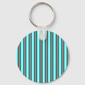 Moderne Neon Blue en Black 3D Metal Effect Stripes Sleutelhanger (Voorkant)