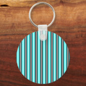 Moderne Neon Blue en Black 3D Metal Effect Stripes Sleutelhanger (Achterkant)