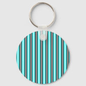 Moderne Neon Blue en Black 3D Metal Effect Stripes Sleutelhanger (Achterkant)