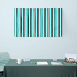 Moderne Neon Blue en Black 3D Metal Effect Stripes Spandoek