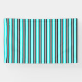 Moderne Neon Blue en Black 3D Metal Effect Stripes Spandoek (Horizontaal)