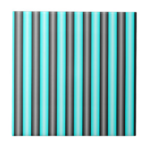 Moderne Neon Blue en Black 3D Metal Effect Stripes Tegeltje