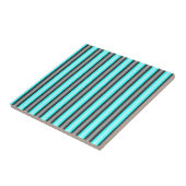Moderne Neon Blue en Black 3D Metal Effect Stripes Tegeltje (Zijkant)