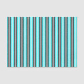 Moderne Neon Blue en Black 3D Metal Effect Stripes Tissuepapier (Voorkant)