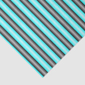Moderne Neon Blue en Black 3D Metal Effect Stripes Tissuepapier (Detail)