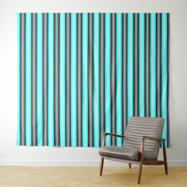 Moderne Neon Blue en Black 3D Metal Effect Stripes Wandkleed
