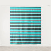 Moderne Neon Blue en Black 3D Metal Effect Stripes Wandkleed (Voorkant)