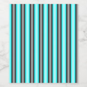 Moderne Neon Blue en Black 3D Metal Effect Stripes Wijn Etiket (Enkel label)